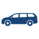 blue minivan silhouette design with 17 seats and spacious interior for families