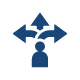 icon representing decisions with arrows indicating choices and a silhouette of a person symbolizing direction decisions for 15 pathways